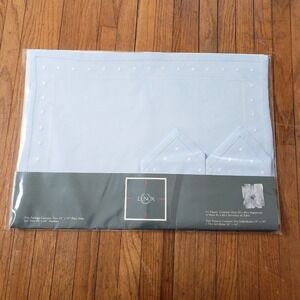 Vintage Lenox Placemat Setting w/ Matching Napkins Blue w/ White (2 Sett…